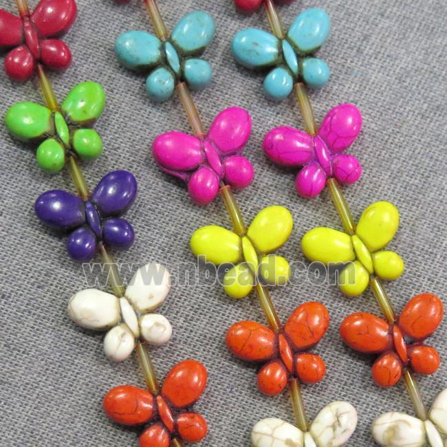 synthetic Turquoise butterfly beads, mix color