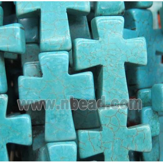 turquoise cross bead, blue