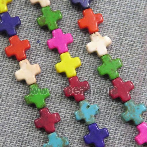 synthetic Turquoise cross beads, mix color