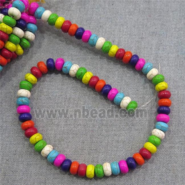 synthetic Turquoise rondelle beads, mix color