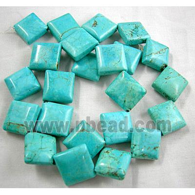 Chalky Turquoise beads, Corner-Drilled Rhombus