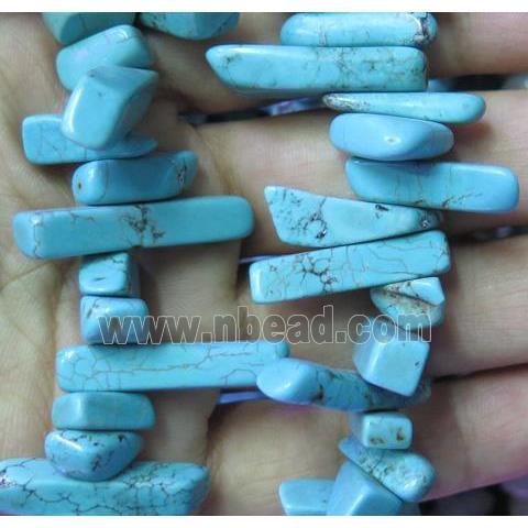 Chalky Turquoise beads, freeform, blue treated