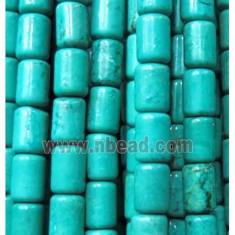 blue Turquoise bead, tube, stabilized