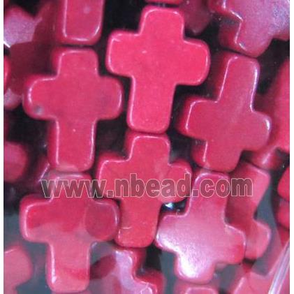 red synthetic Turquoise cross beads