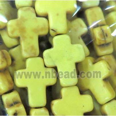 yellow synthetic Turquoise cross beads