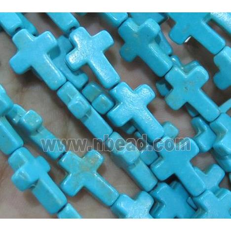 blue synthetic Turquoise cross beads