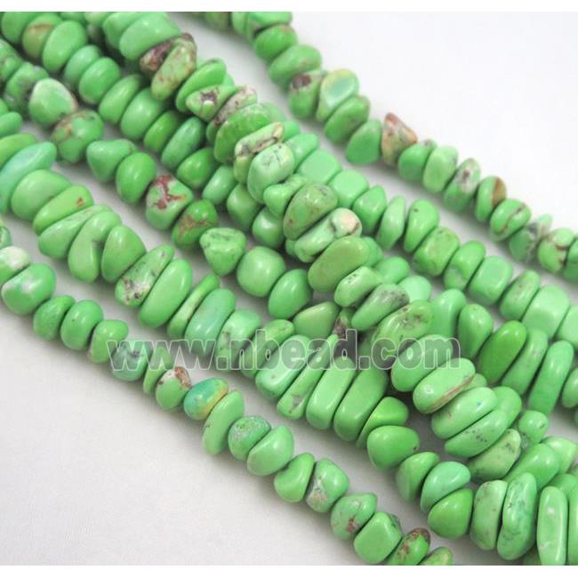 turquoise chips bead, freeform, green