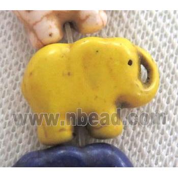 yellow synthetic Turquoise elephant beads