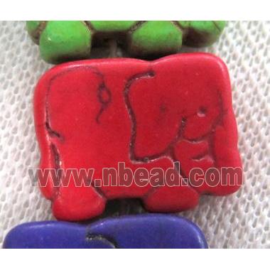 red synthetic Turquoise elephant beads