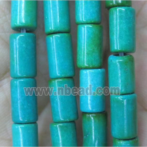 blue turquoise bead, tube, synthetic