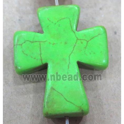 green turquoise bead, cross, synthetic