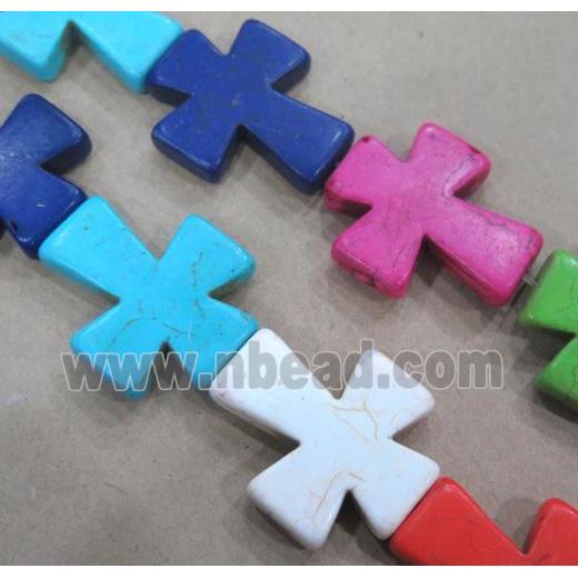 synthetic Turquoise cross beads, mix color