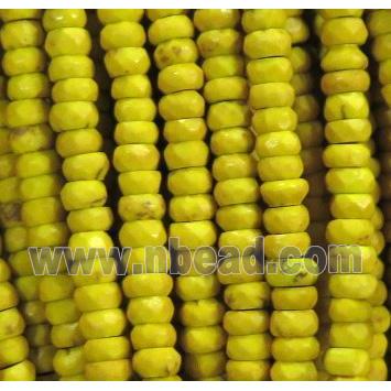 yellow synthetic Turquoise beads, faceted rondelle