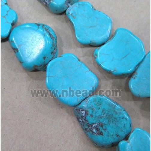 natural turquoise slice beads, freeform, blue treated