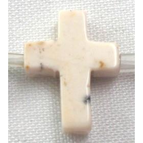 Chalky Turquoise beads, Stabilized, cross, white