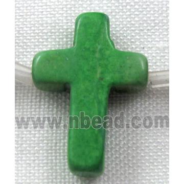Chalky Turquoise beads, Stabilized, cross, green