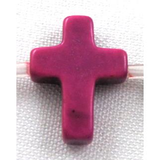 Chalky Turquoise beads, Stabilized, cross, purple