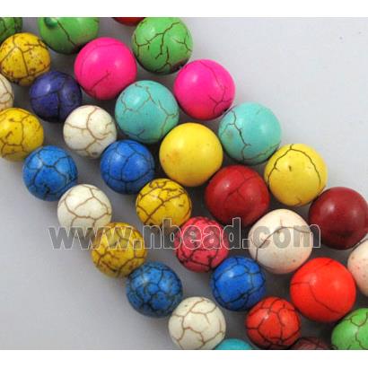 mixed round Turquoise Beads, chalky, stabilized