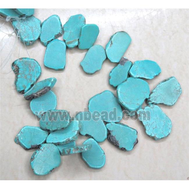 blue Turquoise beads, slice, freeform