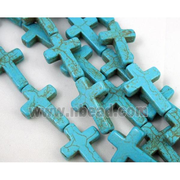 blue synthetic Turquoise cross beads