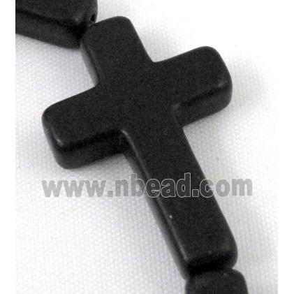 black synthetic Turquoise cross beads