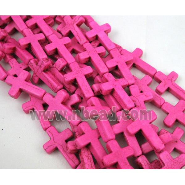 hotpink synthetic Turquoise cross beads