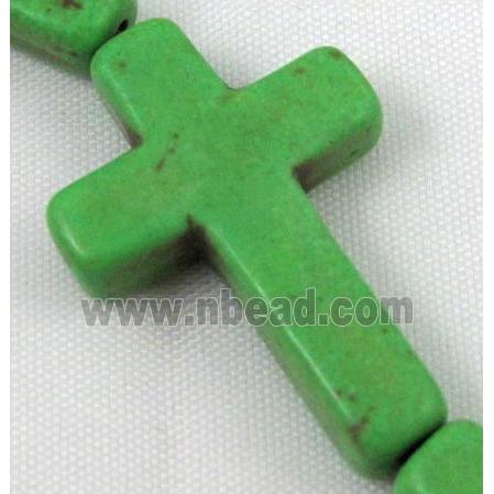 green synthetic Turquoise cross beads