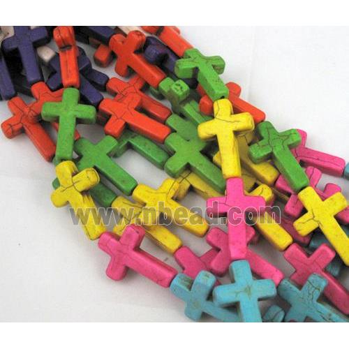 synthetic Turquoise cross beads, mixed color