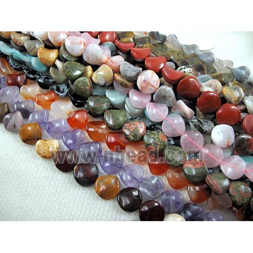 Natural Twist Coin Gemstone bead,mix color