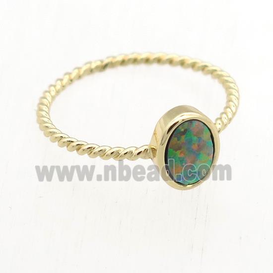 oval Fire Opal Rings, copper, gold plated