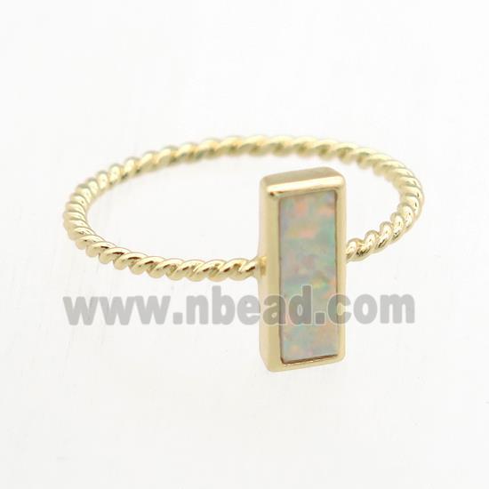 rectangle Fire Opal Rings, copper, gold plated