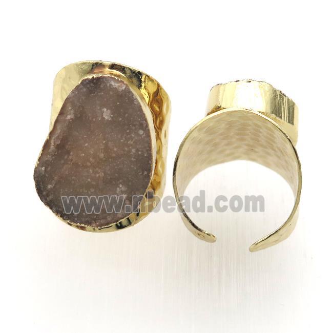 Agate Druzy Rings, copper, gold plated