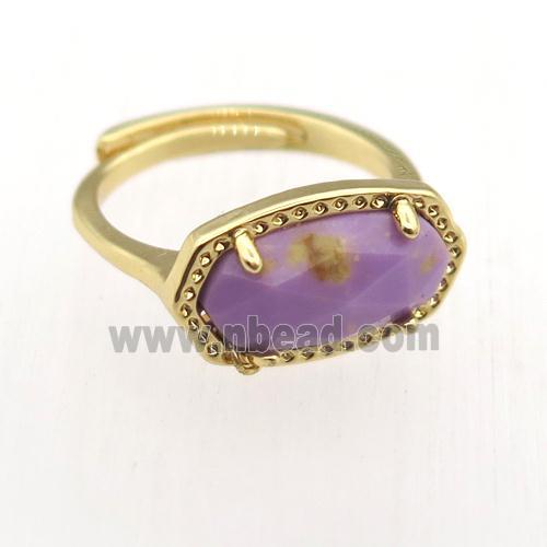 purple Sugilite Ring, copper, gold plated