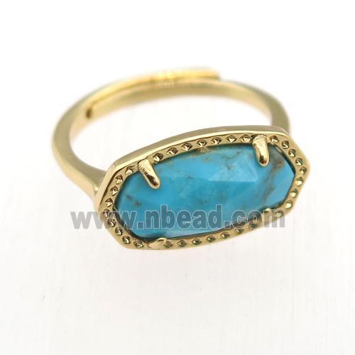 blue Turquoise Rings, copper, gold plated