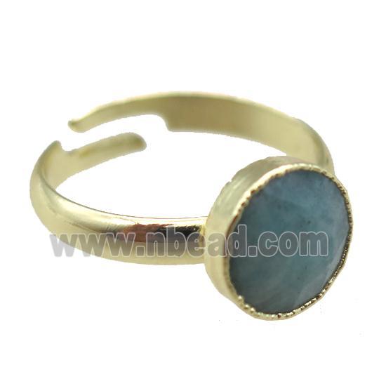 Amazonite Rings, circle, gold plated