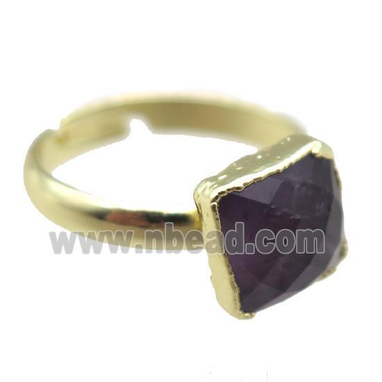 Amethyst Rings, square, gold plated