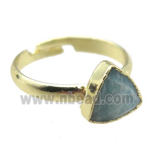 Amazonite Rings, triangle, gold plated