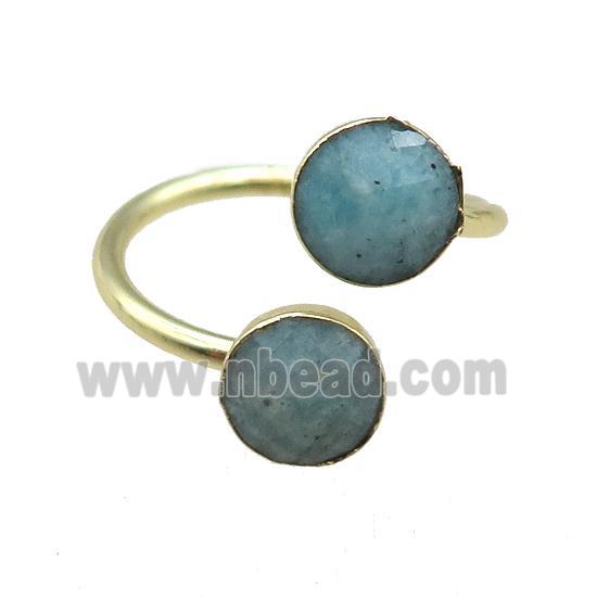 Amazonite Rings, circle, gold plated