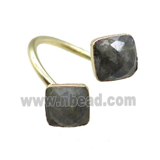 Labradorite Rings, square, gold plated