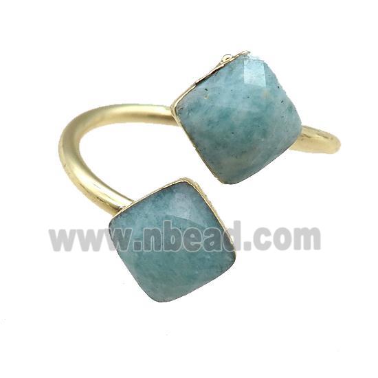 Amazonite Rings, square, gold plated
