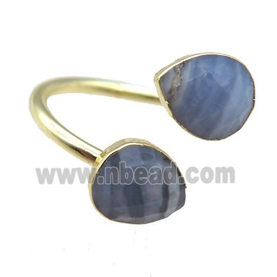 Blue Lace Agate Rings, gold plated