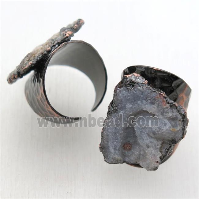 Solar Agate Druzy Rings, antique red