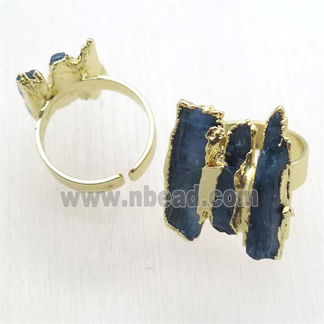 blue Kyanite Ring, gold plated