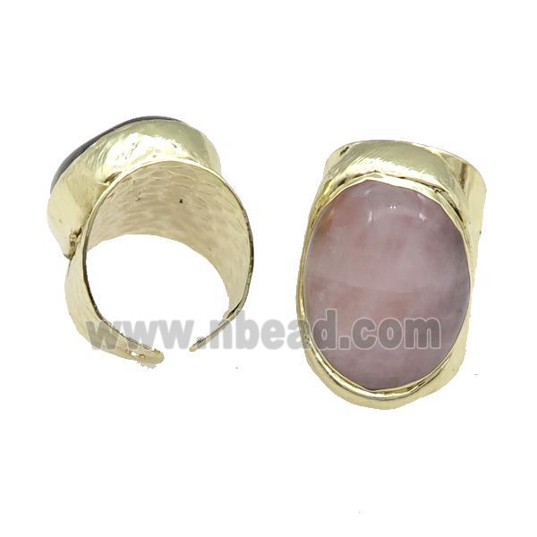 Copper Ring With Rose Quartz Gold Plated