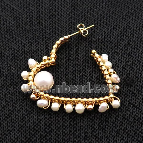 Pearl Copper Stud Earring Gold Plated