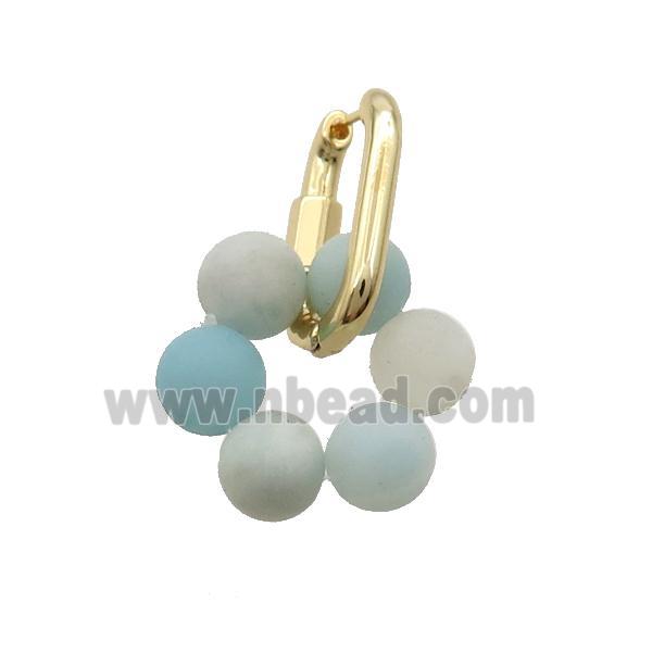 Amazonite Copper Latchback Earring Gold Plated