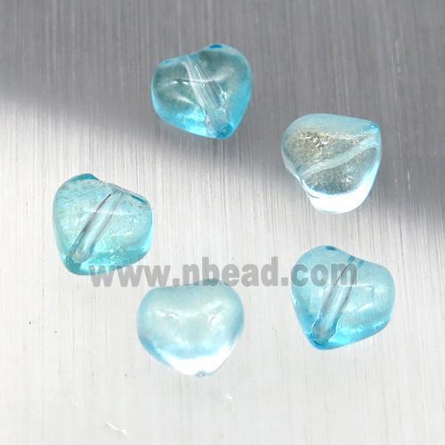 teal crystal glass heart beads