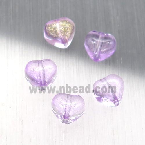 purple crystal glass heart beads