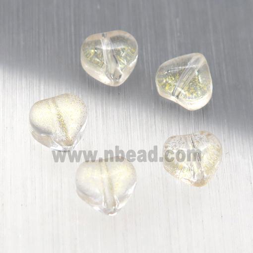 crystal glass heart beads, yellow