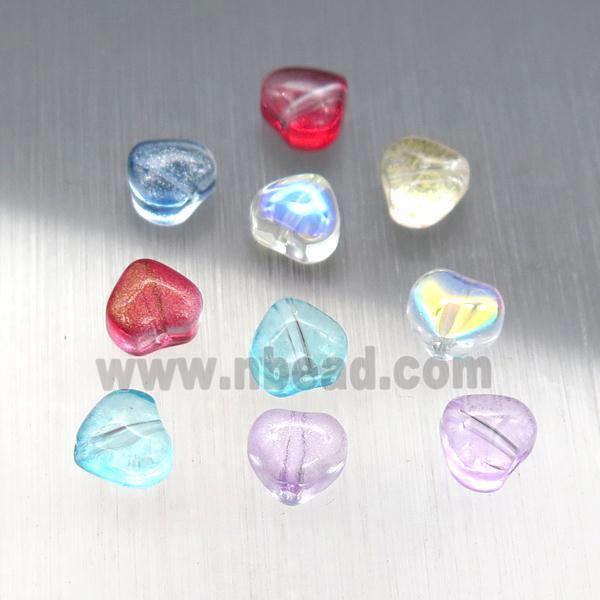 crystal glass heart beads, mixed color